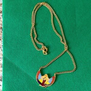 Egyptian Winged Isis Goddess Necklace. Vintage. 1950’s.  Mint condition